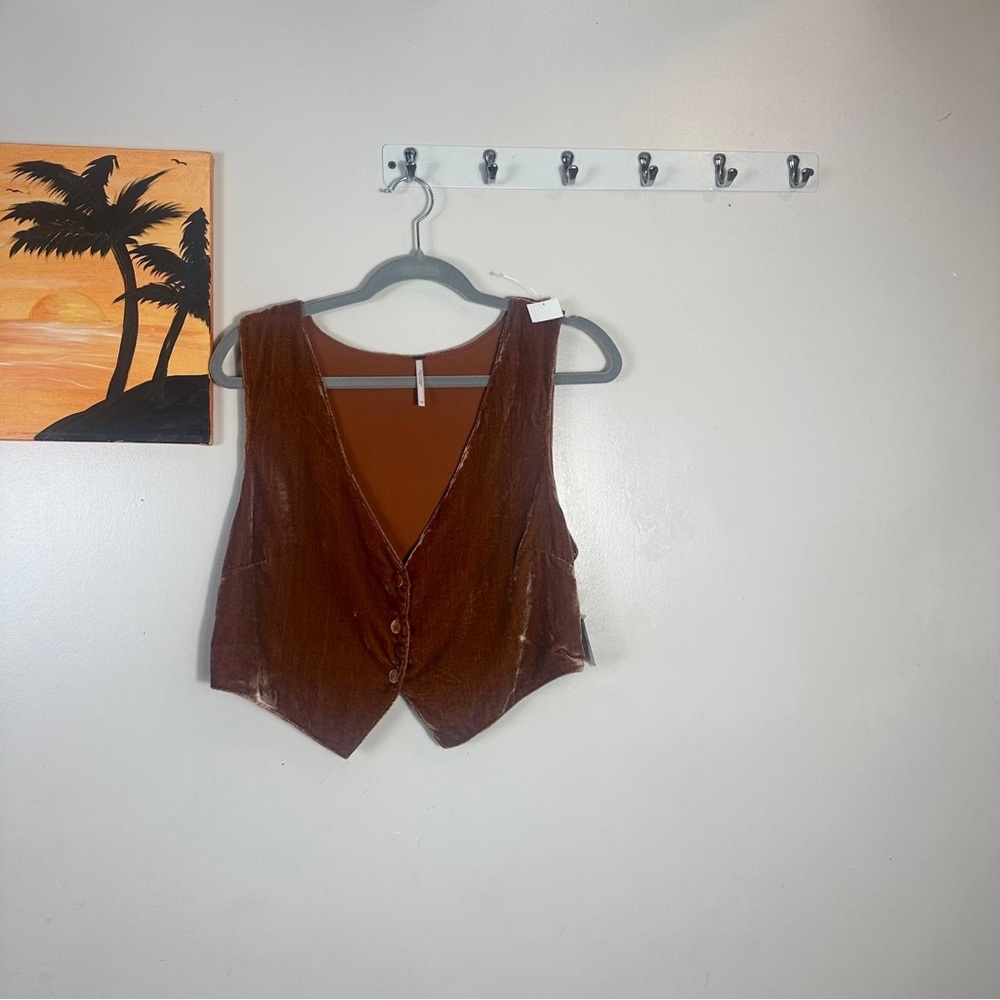 Free People Red Crop Buttoned Vest - Picture 11 of 13
